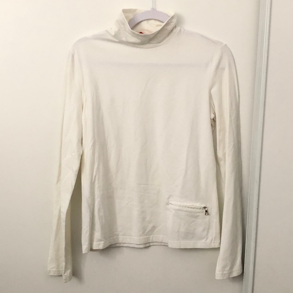 Prada Tops - Prada High Neck White Long Sleeve Shirt